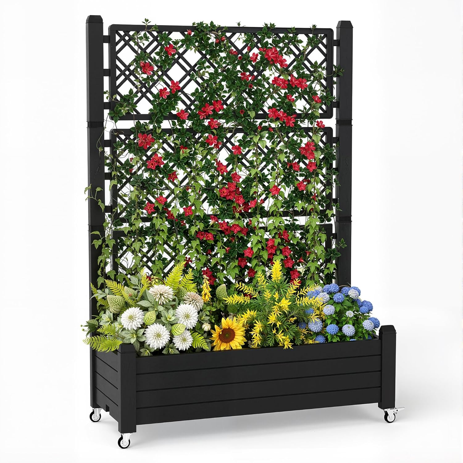 Raised Bed Planter Box - Podwyższona Grządka Ogrodowa z Trellisem, 80-litrowa