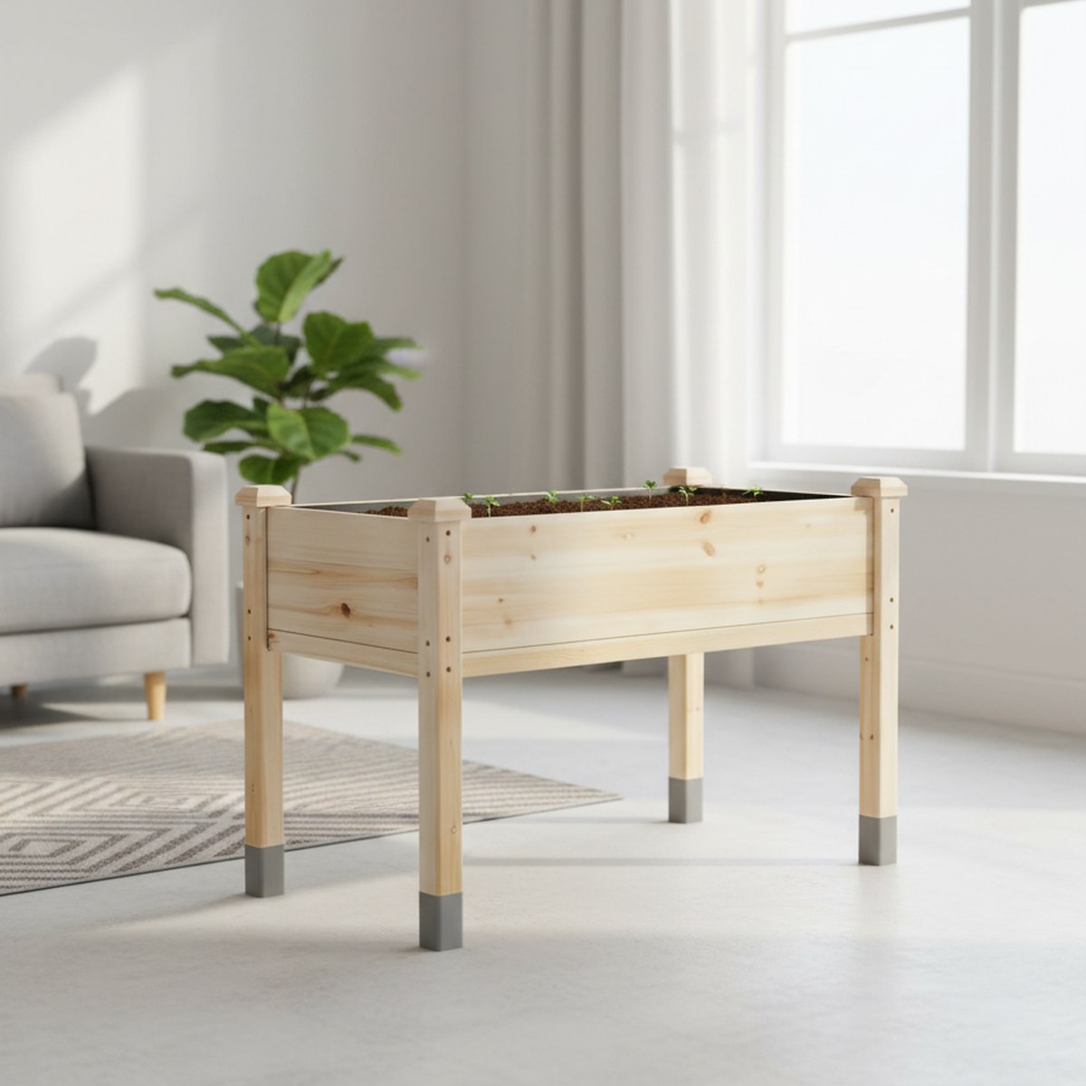 Duży drewniany podwyższony kwi – Raised Bed Planter Box recenzja i cena